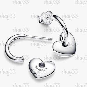 Pandora Heart Open Hoop Earrings